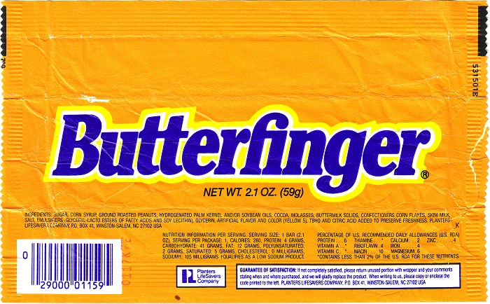 1980s Butterfinger Candy Wrapper