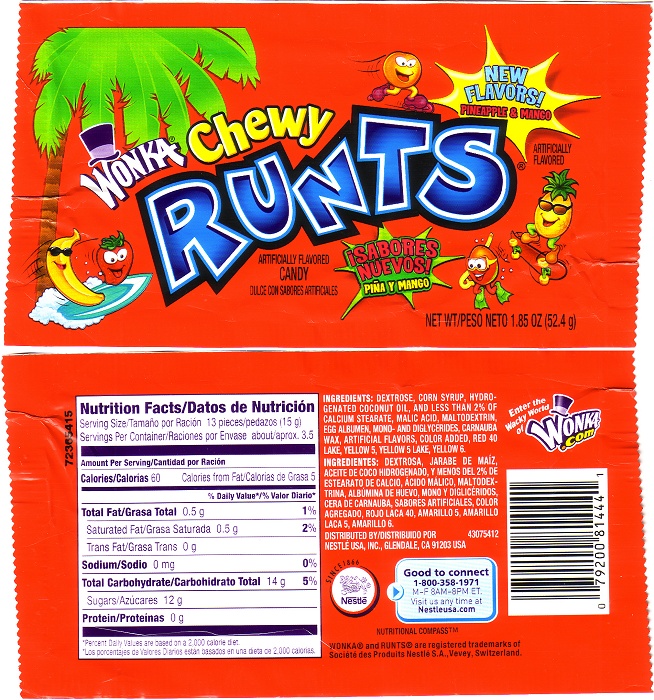 2007 Runts Candy Wrapper