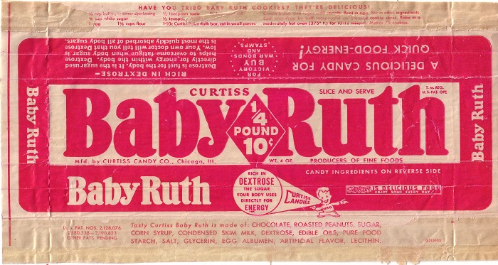 1950s Baby Ruth Candy Wrapper