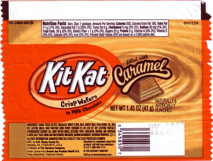 2008 Kit Kat Caramel Candy Wrapper