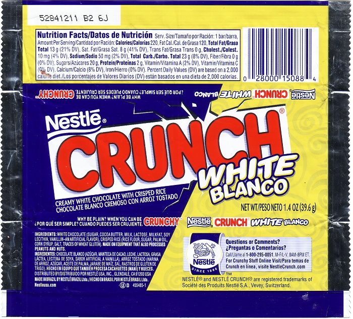 2005 Crunch White Candy Wrapper