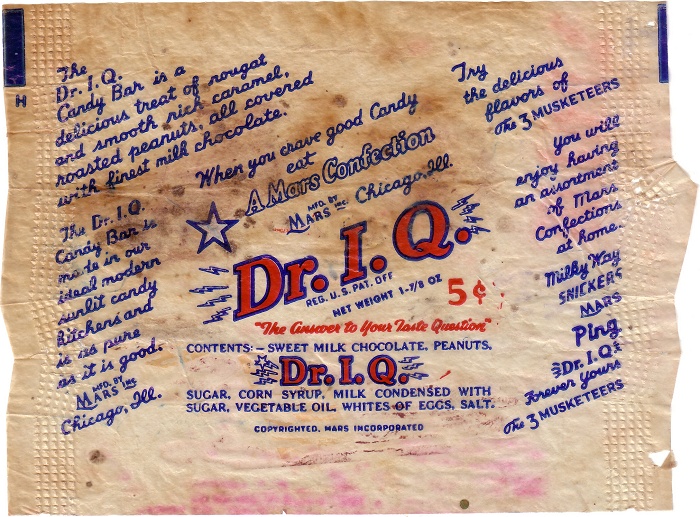 1960s Dr IQ Candy Wrapper