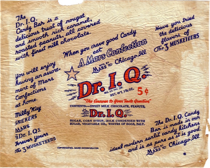 1950s Dr IQ Candy Wrapper