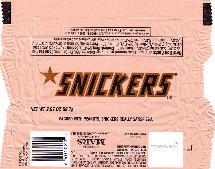 2007 Snickers Retro Candy Wrapper