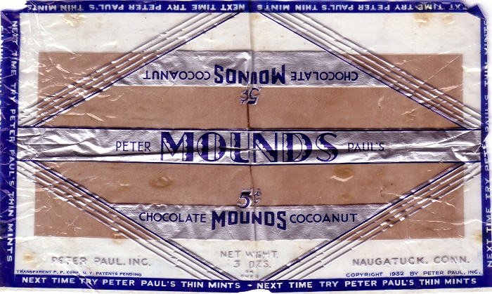 1932 Mounds Candy Wrapper