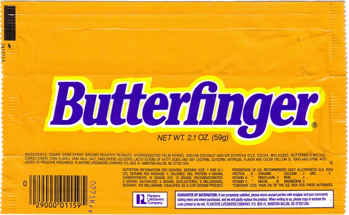 1980s Butterfinger Candy Wrapper