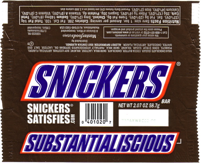 2007 Snickers Candy Wrapper