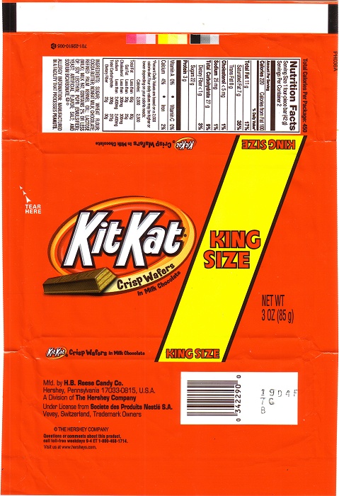2006 Kit Kat King Size Candy Wrapper