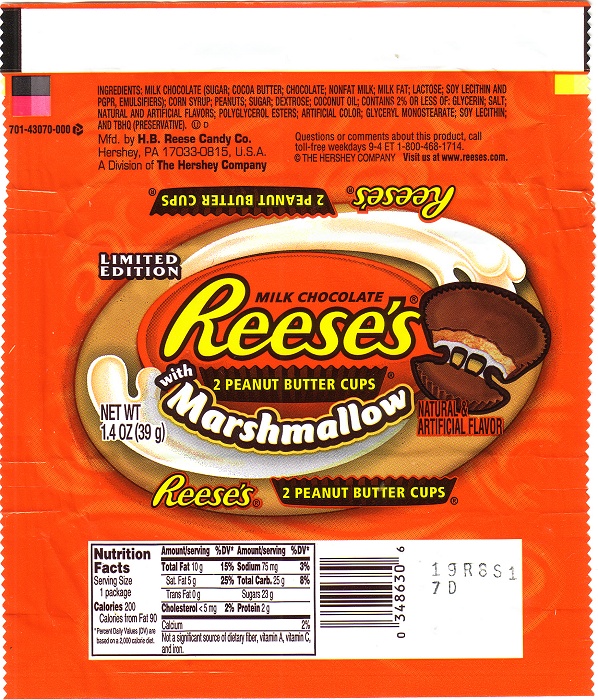 2006 Reeses with Marshmallow Candy Wrapper