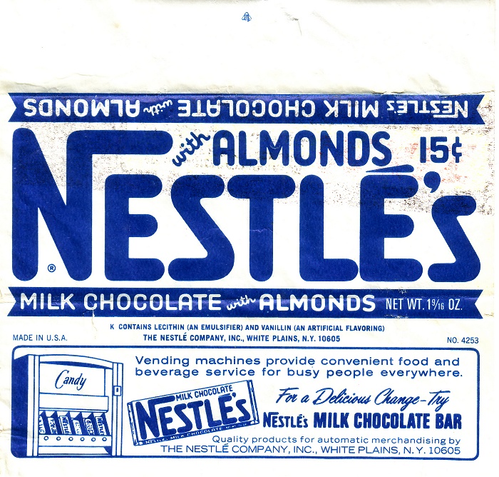 1960s Nestles with Almonds Candy Wrapper