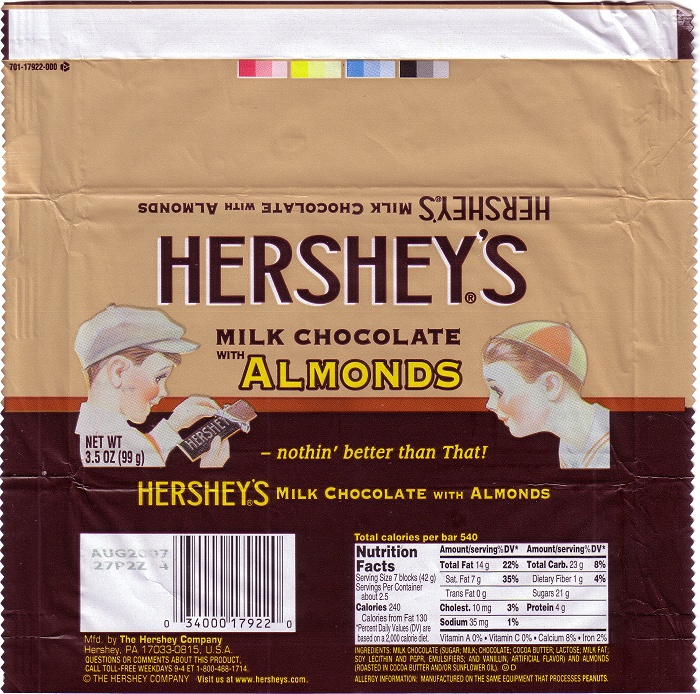 2007 Hershey’s with Almonds Candy Wrapper