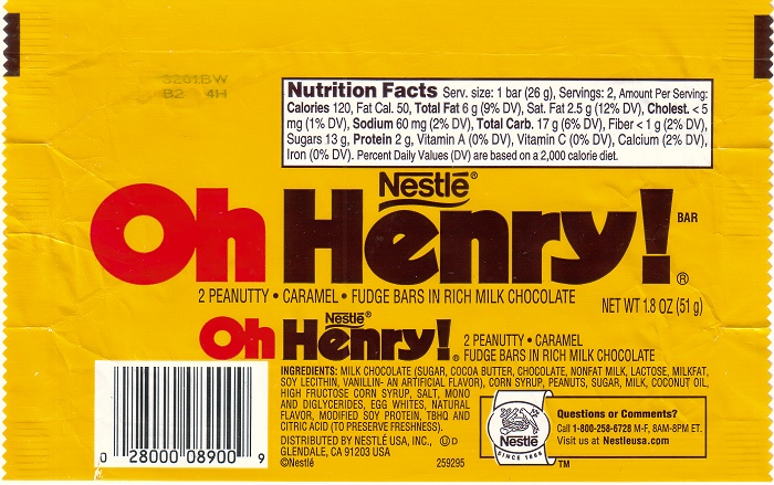 1980s Oh Henry Candy Wrapper