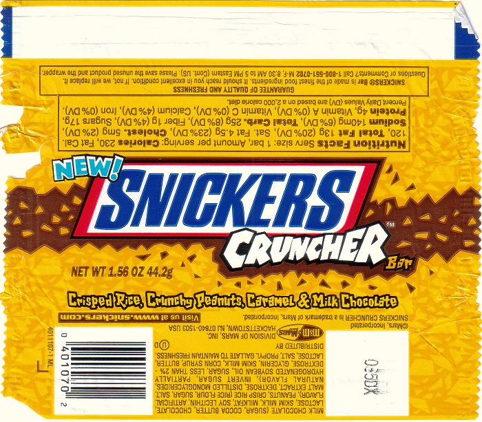 2000 Snickers Cruncher Candy Wrapper