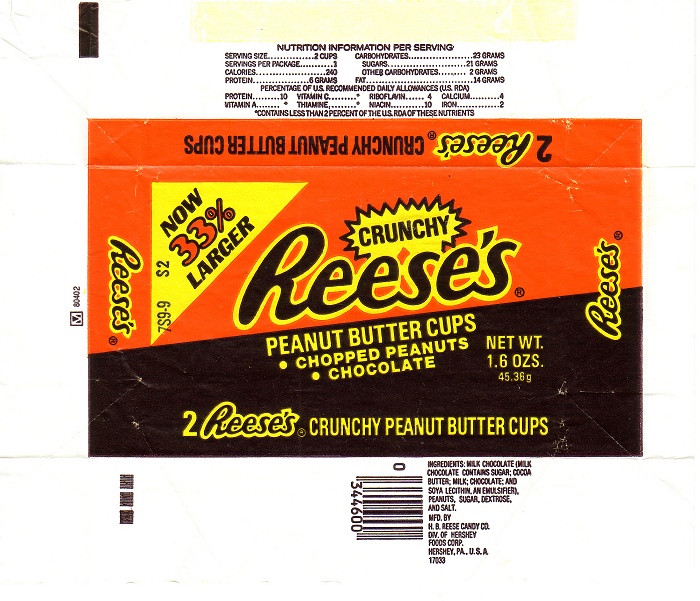 1980s Reese’s Crunchy Candy Wrapper