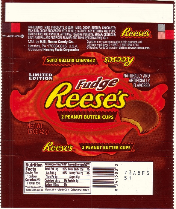 2004 Fudge Reeses Candy Wrapper