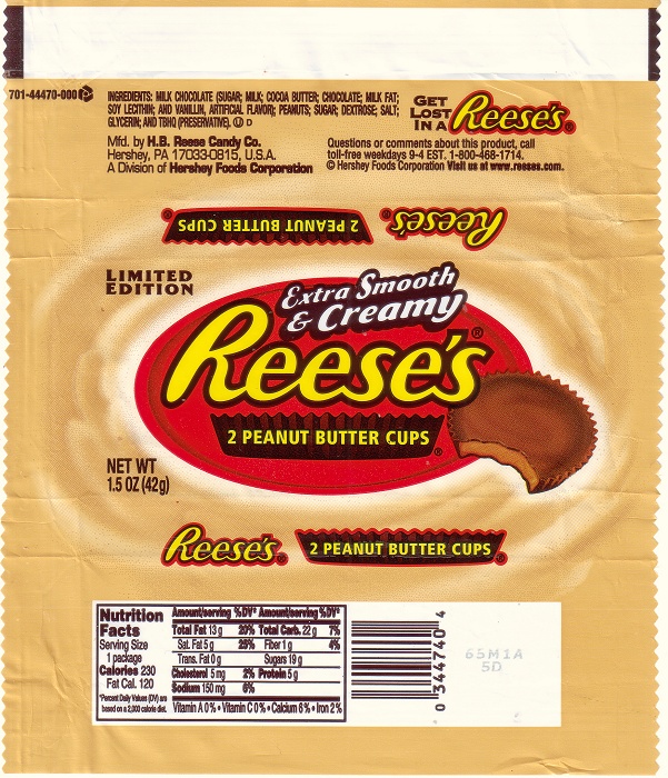 2004 Extra Smooth and Creamy Reeses Candy Wrapper