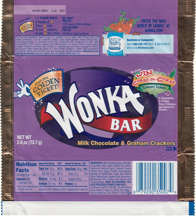 2005 Wonka Candy Wrapper