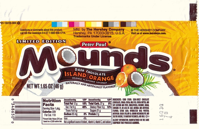 2006 Mounds Island Orange Candy Wrapper