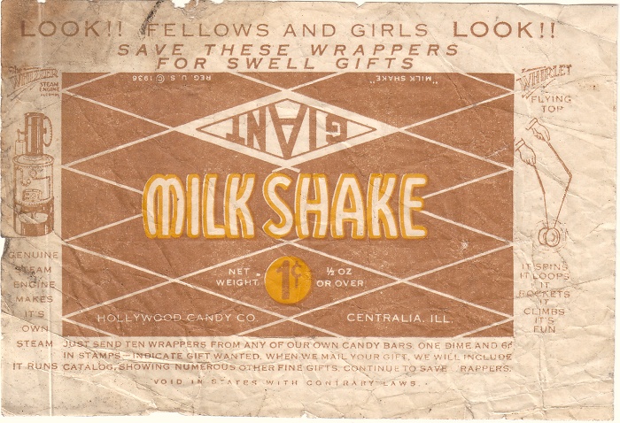 1936 Milk Shake Candy Wrapper