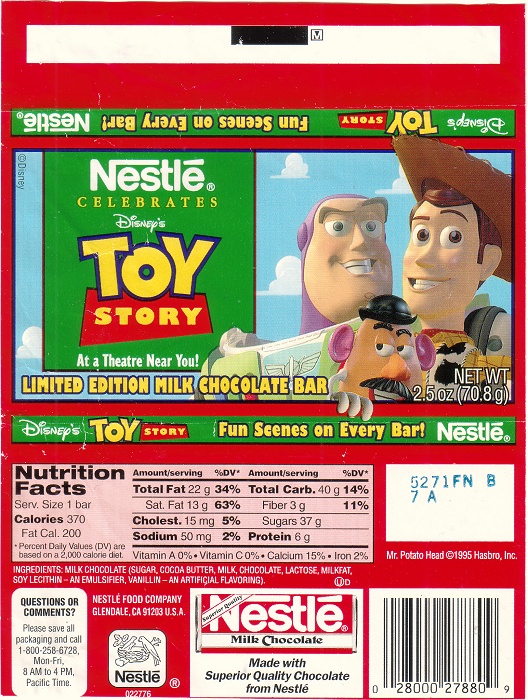 1995 Nestle Toy Story Candy Wrapper