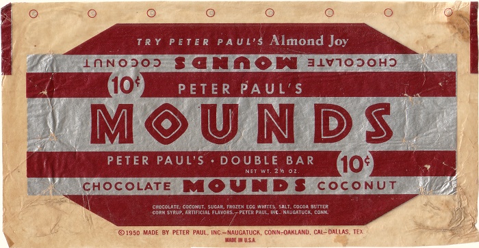 1950 Mounds Candy Wrapper
