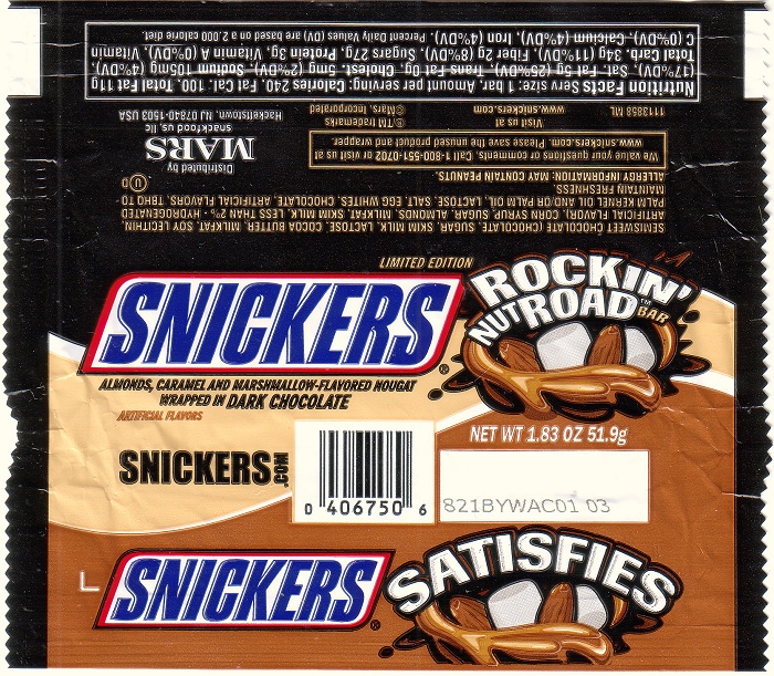2008 Snickers Rockin Nut Road Candy Wrapper