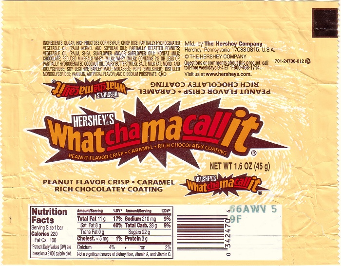 2008 Whatchamacallit Candy Wrapper