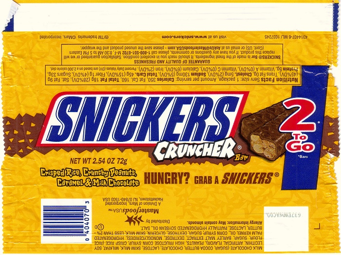 2006 Snickers Cruncher Candy Wrapper