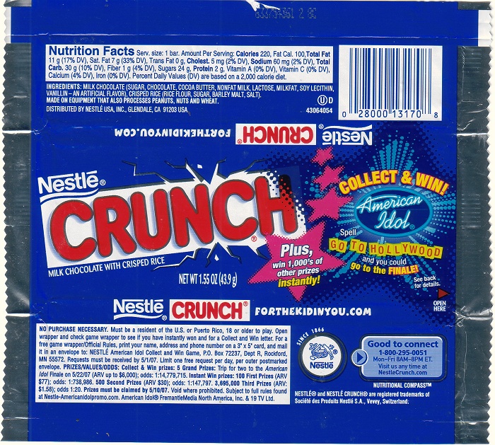 2006 Crunch Candy Wrapper