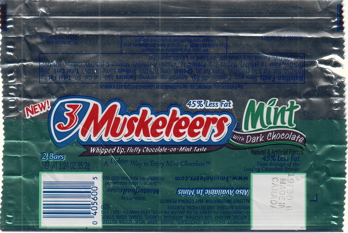 2006 3 Musketeers Mint Candy Wrapper
