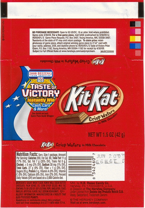 2008 Kit Kat Candy Wrapper