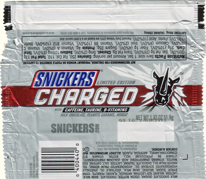 2002 Snickers Charged Candy Wrapper