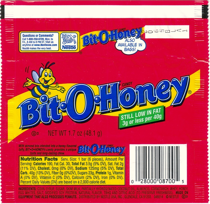 2002 Bit-O-Honey Candy Wrapper