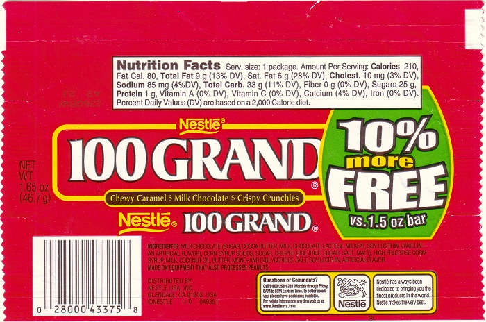 2001 100 Grand Candy Wrapper