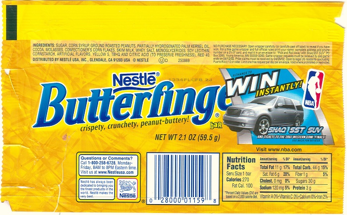 2002 Butterfinger Candy Wrapper