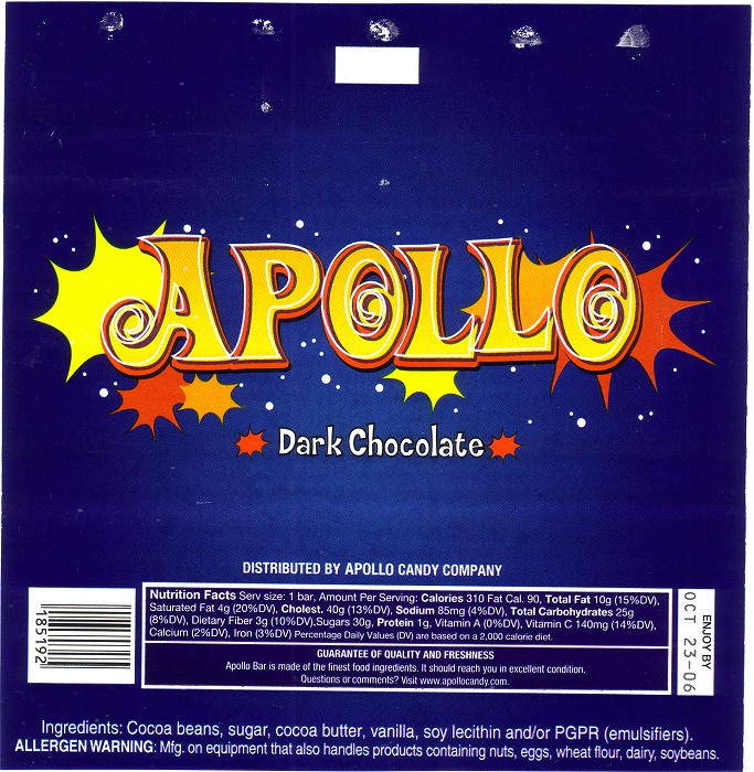 2005 Apollo Bar Candy Wrapper