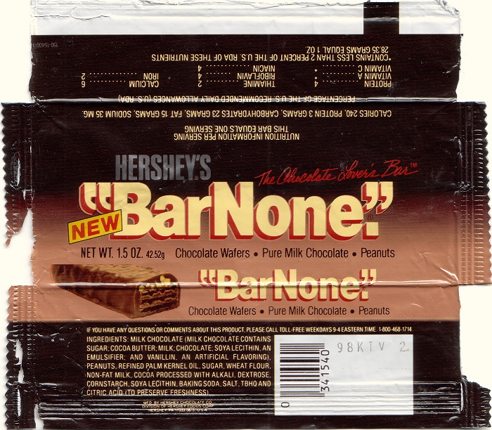 1992 Bar None Candy Wrapper