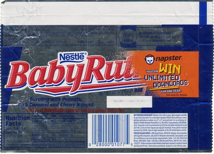 2005 Baby Ruth Candy Wrapper