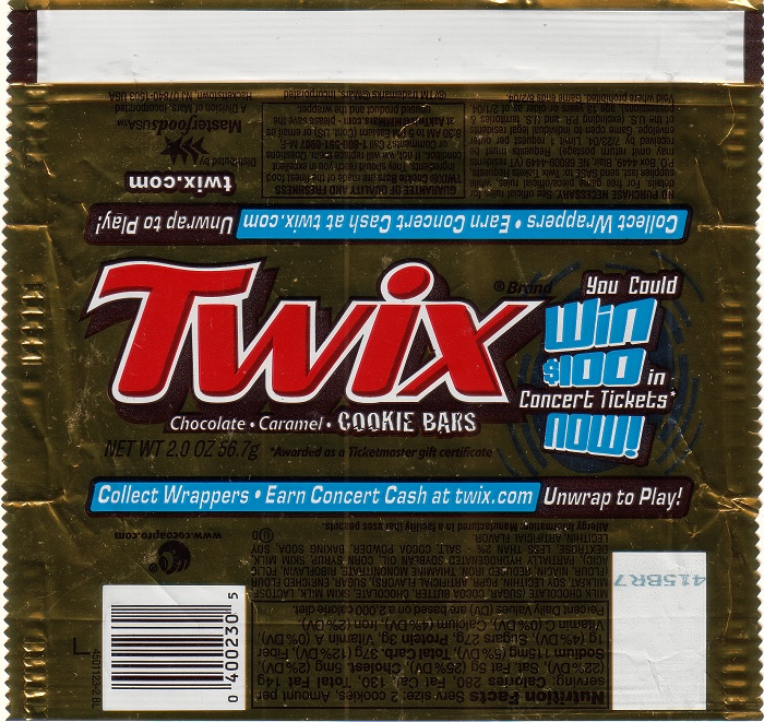 2004 Twix Candy Wrapper