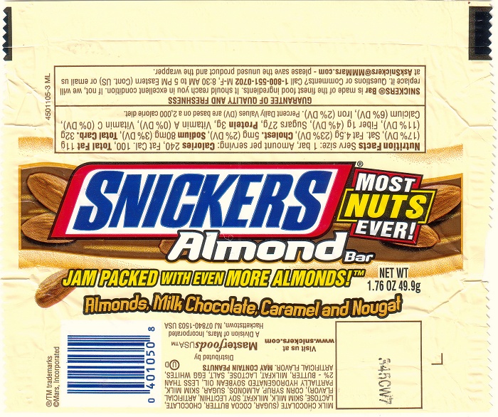 2003 Snickers Almond Candy Wrapper