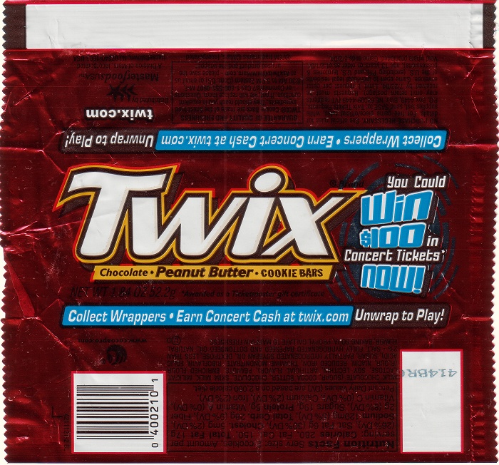 2004 Twix Peanut Nutter Candy Wrapper