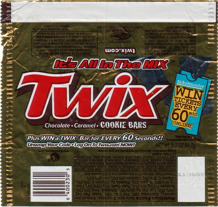 2003 Twix Candy Wrapper