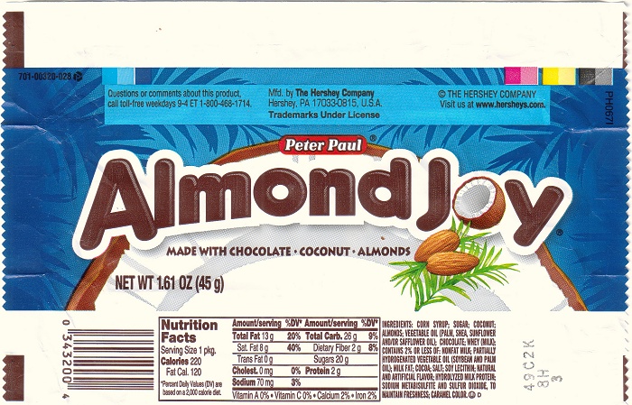 2007 Almond Joy Candy Wrapper