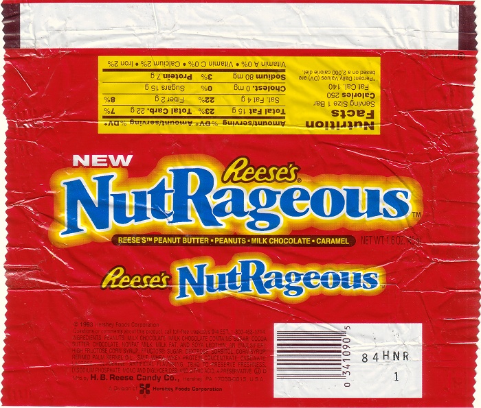 1993 Nut Rageous Candy Wrapper