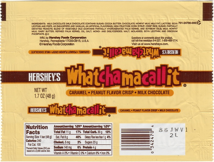 2002 Whatchamacallit Candy Wrapper