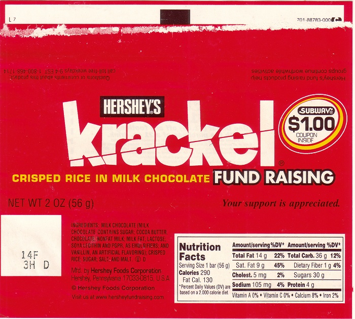 2003 Krackel Candy Wrapper