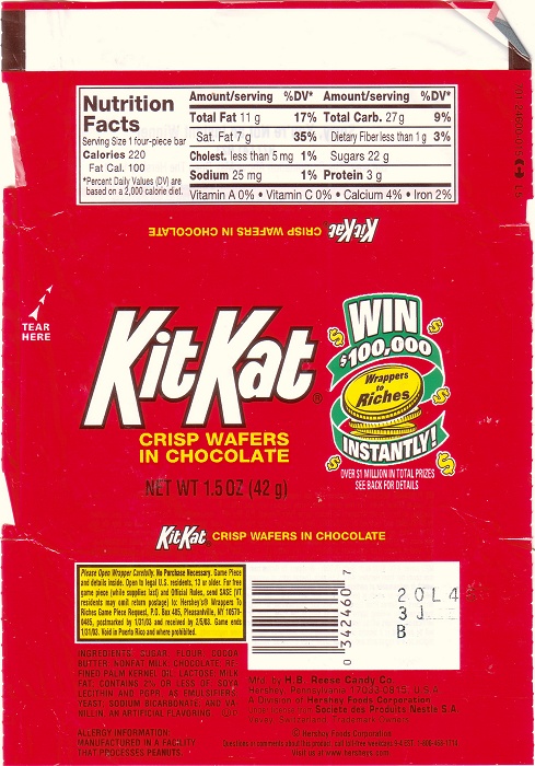 2002 Kit Kat Candy Wrapper