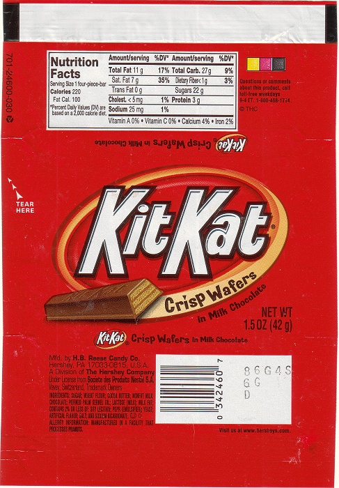 2005 Kit Kat Candy Wrapper