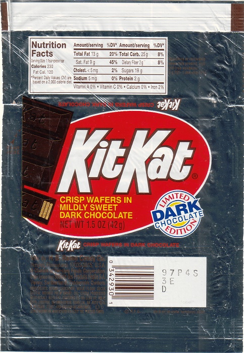2002 Kit Kat Dark Candy Wrapper