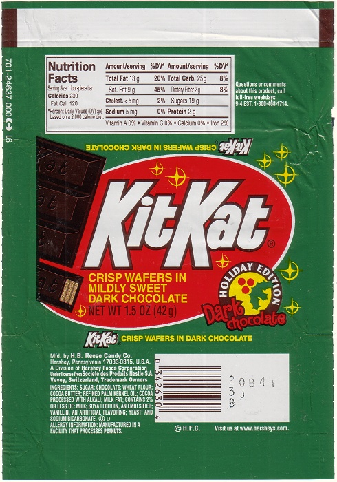 2002 Kit Kat Dark Candy Wrapper
